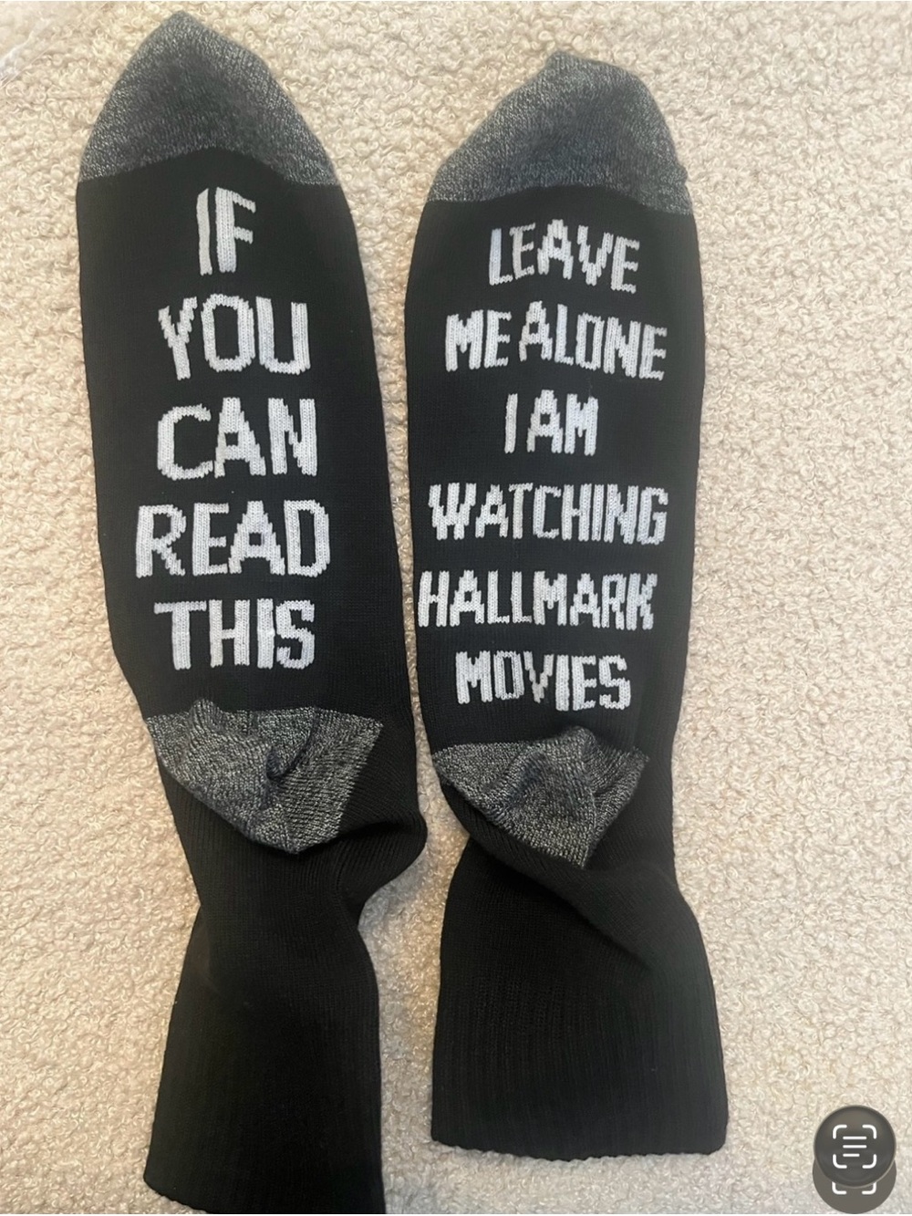 Black Novelty Socks ‘If You Can Read This Leave Me Alone I am watching Hallmark’
